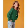 Haloumoning Girls Puff Long Sleeve Shirts Kids Casual Crewneck Soft Tunic Tops Blouse 5-14 Years(Dark Green)