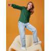 Haloumoning Girls Puff Long Sleeve Shirts Kids Casual Crewneck Soft Tunic Tops Blouse 5-14 Years(Dark Green)