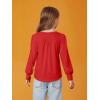 Haloumoning Girls Puff Long Sleeve Shirts Kids Casual Crewneck Soft Tunic Tops Blouse 5-14 Years(Dark Red)