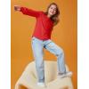 Haloumoning Girls Puff Long Sleeve Shirts Kids Casual Crewneck Soft Tunic Tops Blouse 5-14 Years(Dark Red)