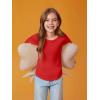 Haloumoning Girls Puff Long Sleeve Shirts Kids Casual Crewneck Soft Tunic Tops Blouse 5-14 Years(Dark Red)