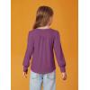 Haloumoning Girls Puff Long Sleeve Shirts Kids Casual Crewneck Soft Tunic Tops Blouse 5-14 Years(Deep Purple)