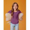 Haloumoning Girls Puff Long Sleeve Shirts Kids Casual Crewneck Soft Tunic Tops Blouse 5-14 Years(Deep Purple)