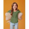 Haloumoning Girls Puff Long Sleeve Shirts Kids Casual Crewneck Soft Tunic Tops Blouse 5-14 Years(Green)