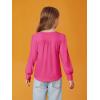 Haloumoning Girls Puff Long Sleeve Shirts Kids Casual Crewneck Soft Tunic Tops Blouse 5-14 Years(Hot Pink)