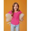 Haloumoning Girls Puff Long Sleeve Shirts Kids Casual Crewneck Soft Tunic Tops Blouse 5-14 Years(Hot Pink)