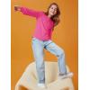 Haloumoning Girls Puff Long Sleeve Shirts Kids Casual Crewneck Soft Tunic Tops Blouse 5-14 Years(Hot Pink)