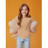 Haloumoning Girls Puff Long Sleeve Shirts Kids Casual Crewneck Soft Tunic Tops Blouse 5-14 Years(Khaki)