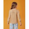 Haloumoning Girls Puff Long Sleeve Shirts Kids Casual Crewneck Soft Tunic Tops Blouse 5-14 Years(Khaki)
