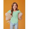 Haloumoning Girls Puff Long Sleeve Shirts Kids Casual Crewneck Soft Tunic Tops Blouse 5-14 Years(Light Green)