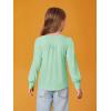 Haloumoning Girls Puff Long Sleeve Shirts Kids Casual Crewneck Soft Tunic Tops Blouse 5-14 Years(Light Green)