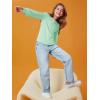 Haloumoning Girls Puff Long Sleeve Shirts Kids Casual Crewneck Soft Tunic Tops Blouse 5-14 Years(Light Green)