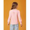 Haloumoning Girls Puff Long Sleeve Shirts Kids Casual Crewneck Soft Tunic Tops Blouse 5-14 Years(Light Pink)