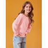 Haloumoning Girls Puff Long Sleeve Shirts Kids Casual Crewneck Soft Tunic Tops Blouse 5-14 Years(Light Pink)
