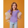 Haloumoning Girls Puff Long Sleeve Shirts Kids Casual Crewneck Soft Tunic Tops Blouse 5-14 Years(Purple)