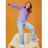 Haloumoning Girls Puff Long Sleeve Shirts Kids Casual Crewneck Soft Tunic Tops Blouse 5-14 Years(Purple)
