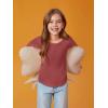 Haloumoning Girls Puff Long Sleeve Shirts Kids Casual Crewneck Soft Tunic Tops Blouse 5-14 Years(Red)