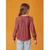 Haloumoning Girls Puff Long Sleeve Shirts Kids Casual Crewneck Soft Tunic Tops Blouse 5-14 Years(Red)