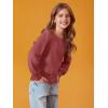 Haloumoning Girls Puff Long Sleeve Shirts Kids Casual Crewneck Soft Tunic Tops Blouse 5-14 Years(Red)