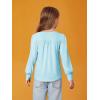 Haloumoning Girls Puff Long Sleeve Shirts Kids Casual Crewneck Soft Tunic Tops Blouse 5-14 Years(Sky Blue)