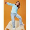 Haloumoning Girls Puff Long Sleeve Shirts Kids Casual Crewneck Soft Tunic Tops Blouse 5-14 Years(Sky Blue)