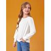 Haloumoning Girls Puff Long Sleeve Shirts Kids Casual Crewneck Soft Tunic Tops Blouse 5-14 Years(White)