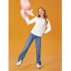 Haloumoning Girls Puff Long Sleeve Shirts Kids Casual Crewneck Soft Tunic Tops Blouse 5-14 Years(White)