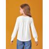 Haloumoning Girls Puff Long Sleeve Shirts Kids Casual Crewneck Soft Tunic Tops Blouse 5-14 Years(White)