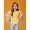 Haloumoning Girls Puff Long Sleeve Shirts Kids Casual Crewneck Soft Tunic Tops Blouse 5-14 Years(Yellow)