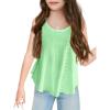 Girls Eyelet Flowy Tank Tops Cute Summer Spaghetti Strap Tops Kids Fashion Embroidery Sleeveless Shirts(Green)