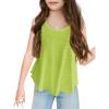 Girls Eyelet Flowy Tank Tops Cute Summer Spaghetti Strap Tops Kids Fashion Embroidery Sleeveless Shirts(Olive Drab)