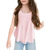 Girls Eyelet Flowy Tank Tops Cute Summer Spaghetti Strap Tops Kids Fashion Embroidery Sleeveless Shirts(Pink)