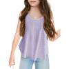 Girls Eyelet Flowy Tank Tops Cute Summer Spaghetti Strap Tops Kids Fashion Embroidery Sleeveless Shirts(Purple)