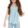 Girls Eyelet Flowy Tank Tops Cute Summer Spaghetti Strap Tops Kids Fashion Embroidery Sleeveless Shirts(Sky Blue)