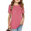 Haloumoning Girls Cute Short Sleeve Tunic Tops Casual Loose Ruffle T Shirts Kids Summer Soft Blouses Size 4-15 Years(A-pink)