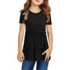 Haloumoning Girls Cute Short Sleeve Tunic Tops Casual Loose Ruffle T Shirts Kids Summer Soft Blouses Size 4-15 Years(B-black)