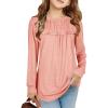 Haloumoning Girls Cute Short Sleeve Tunic Tops Casual Loose Ruffle T Shirts Kids Summer Soft Blouses Size 4-15 Years(Z1-pink)