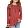 Haloumoning Girls Cute Short Sleeve Tunic Tops Casual Loose Ruffle T Shirts Kids Summer Soft Blouses Size 4-15 Years(Z1-red)