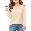 Haloumoning Girls Pleated Long Sleeve Shirts Fashion Dressy Tunic Tops Blouses 5-14 Years(Beige)