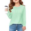Haloumoning Girls Pleated Long Sleeve Shirts Fashion Dressy Tunic Tops Blouses 5-14 Years(Mint Green)