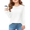 Haloumoning Girls Pleated Long Sleeve Shirts Fashion Dressy Tunic Tops Blouses 5-14 Years(White)
