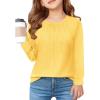 Haloumoning Girls Pleated Long Sleeve Shirts Fashion Dressy Tunic Tops Blouses 5-14 Years(Yellow)