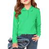 Haloumoning Girls School Uniform Long Sleeve Polo Shirt Kids Golf Pique Polo Shirts 5-14 Years(Green)