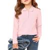 Haloumoning Girls School Uniform Long Sleeve Polo Shirt Kids Golf Pique Polo Shirts 5-14 Years(Light Pink)