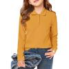 Haloumoning Girls School Uniform Long Sleeve Polo Shirt Kids Golf Pique Polo Shirts 5-14 Years(Orange)