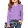 Haloumoning Girls School Uniform Long Sleeve Polo Shirt Kids Golf Pique Polo Shirts 5-14 Years(Purple)