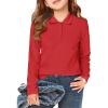 Haloumoning Girls School Uniform Long Sleeve Polo Shirt Kids Golf Pique Polo Shirts 5-14 Years(Red)