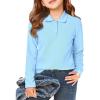 Haloumoning Girls School Uniform Long Sleeve Polo Shirt Kids Golf Pique Polo Shirts 5-14 Years(Sky Blue)