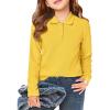 Haloumoning Girls School Uniform Long Sleeve Polo Shirt Kids Golf Pique Polo Shirts 5-14 Years(Yellow)