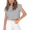Haloumoning Girls Short Sleeve T-Shirts Crop Top Rolled Sleeve Round Neck Solid Loose Basic Tees for Summer(Grey)